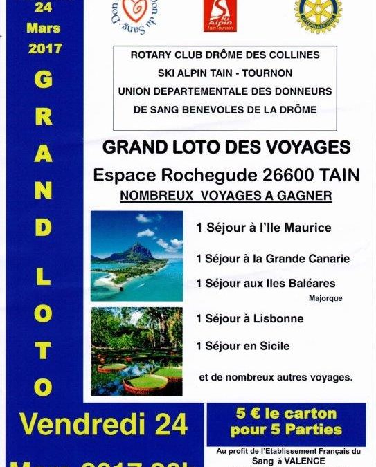 LOTO DES VOYAGES LE 24/03/2017 SALLE ROCHEGUDE A TAIN